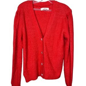 LOFT Women's Red Button Front Cardigan Sweater‎ Size Medium